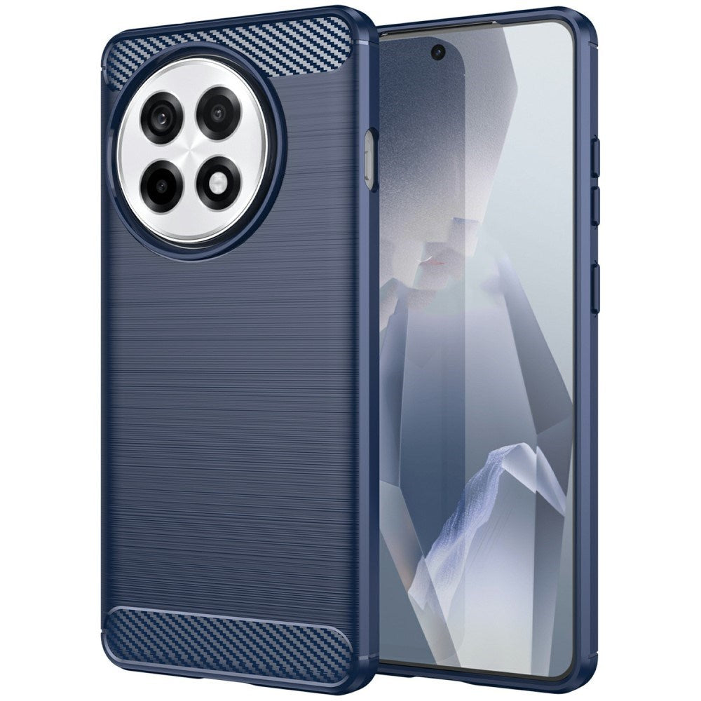 EIDERWOOD OnePlus 13R Brushed Carbon Fiber Fleksibelt Plastik Cover - Blå