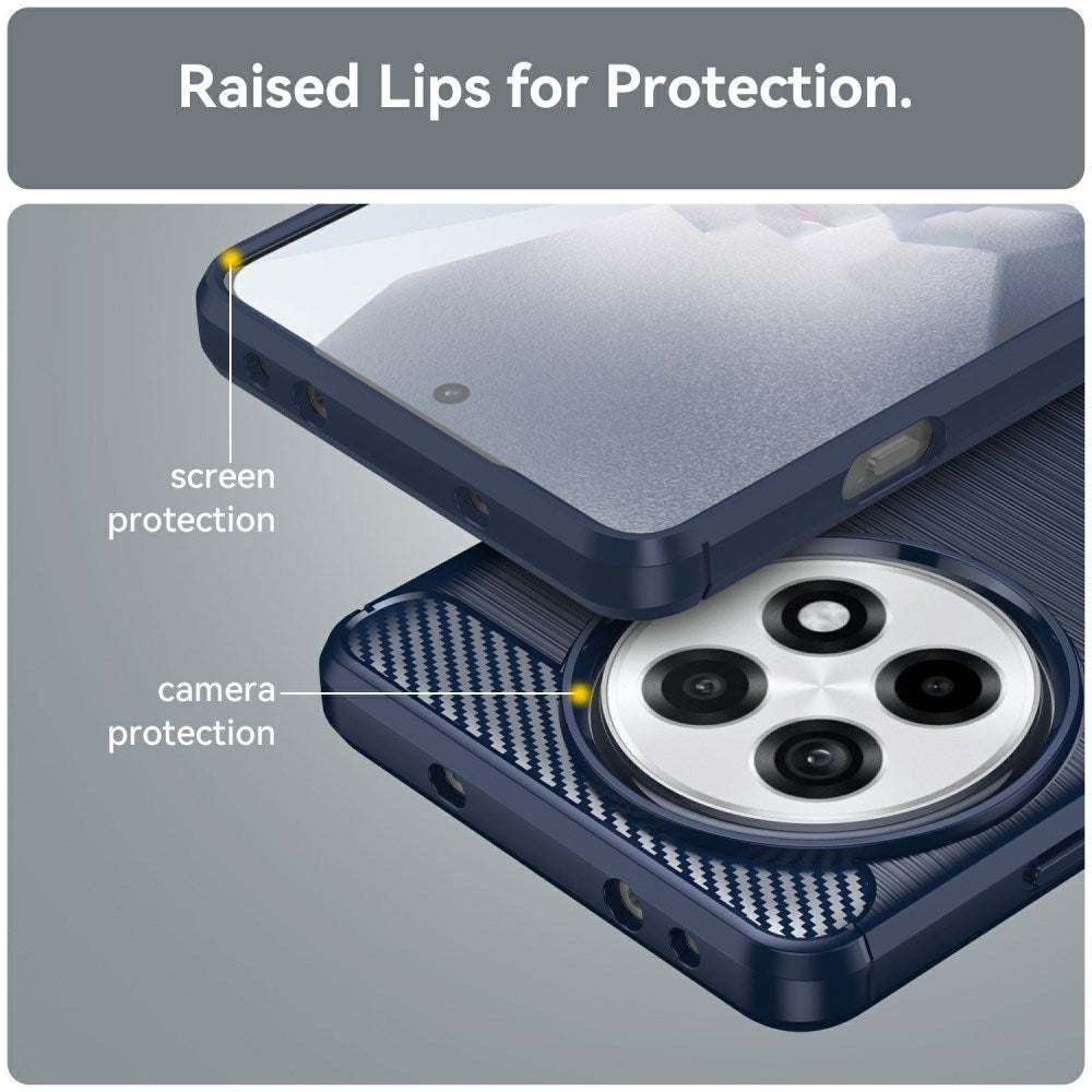 EIDERWOOD OnePlus 13R Brushed Carbon Fiber Fleksibelt Plastik Cover - Blå