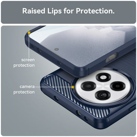 EIDERWOOD OnePlus 13R Brushed Carbon Fiber Fleksibelt Plastik Cover - Blå