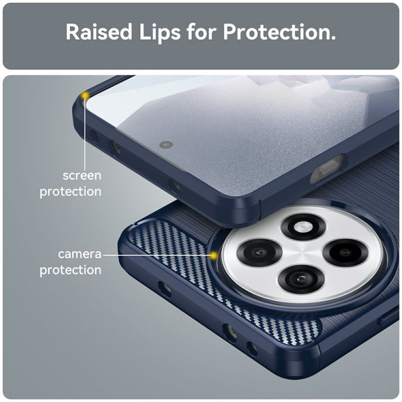 EIDERWOOD OnePlus 13R Brushed Carbon Fiber Fleksibelt Plastik Cover - Blå