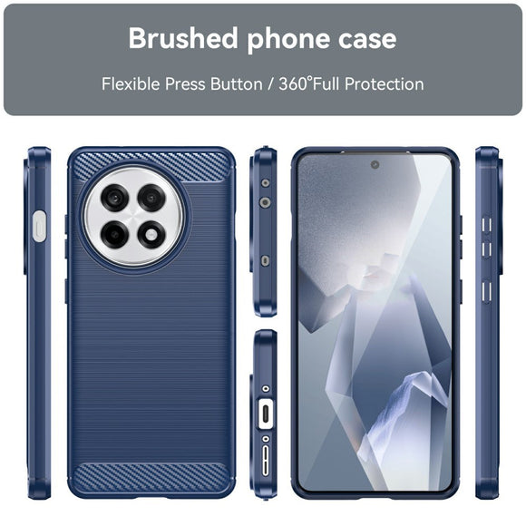 EIDERWOOD OnePlus 13R Brushed Carbon Fiber Fleksibelt Plastik Cover - Blå