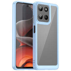 EIDERWOOD Motorola Moto G15 / G05 / E15 Hybrid Plastik Cover - Gennemsigtig / Blå Kant