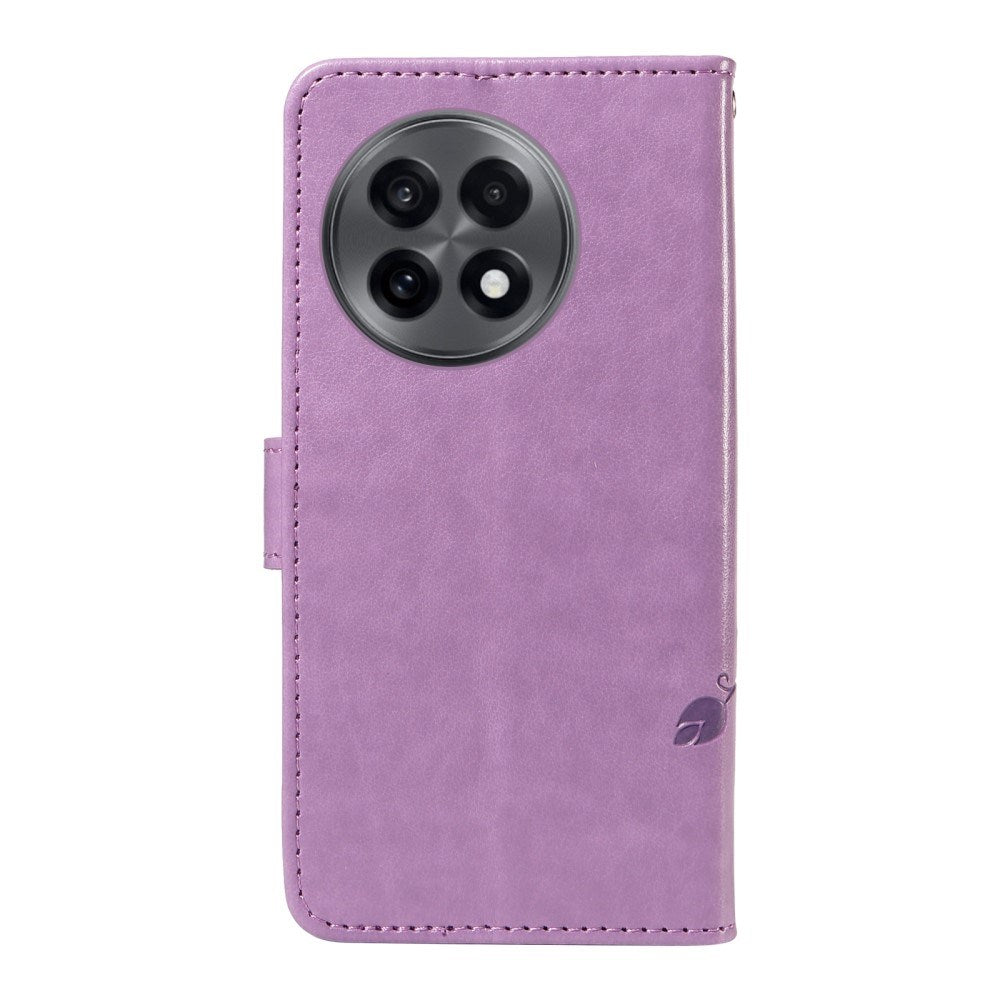 EIDERWOOD OnePlus 13R Flipcover m. Indgraveret Motiv - Kortholder & Ståfunktion - Lilla