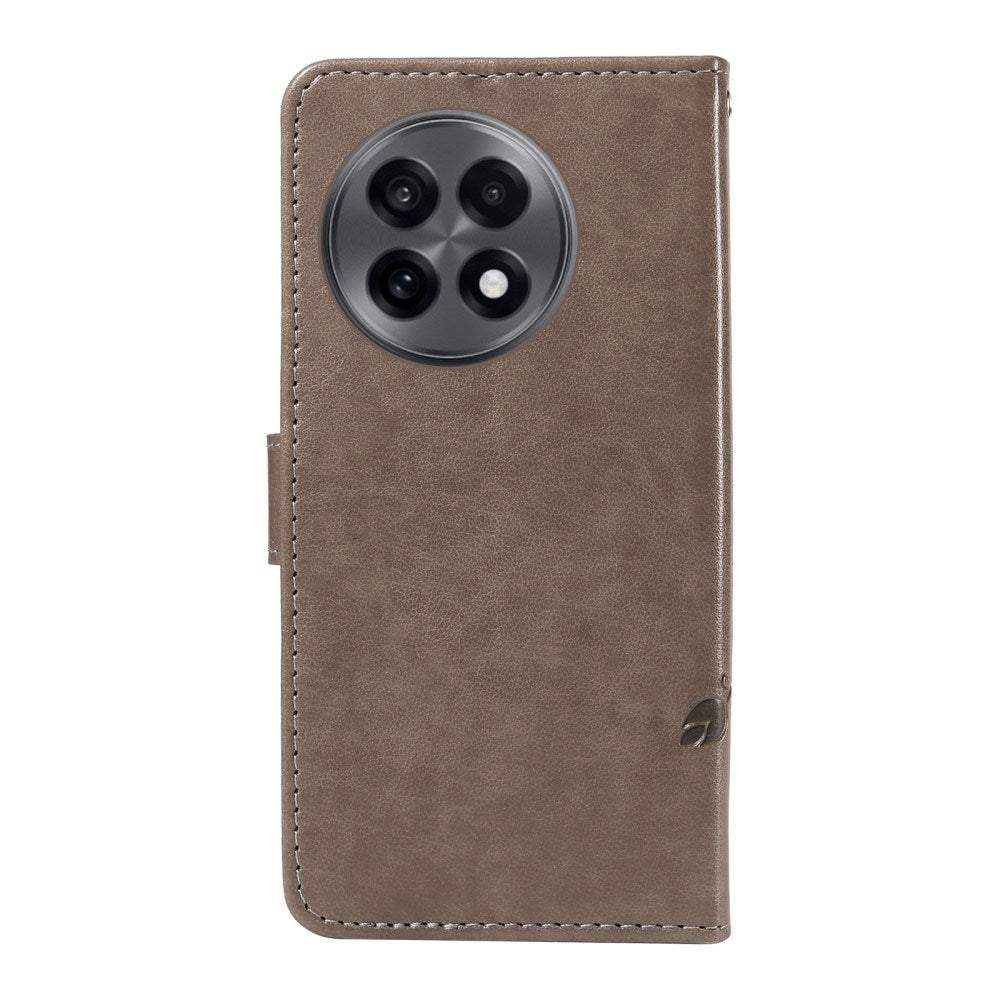 EIDERWOOD OnePlus 13R Flipcover m. Indgraveret Motiv - Kortholder & Ståfunktion - Grå