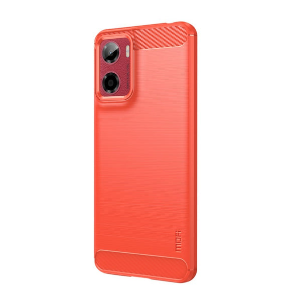 Motorola Moto G05 / E15 MOFI Brushed Carbon Fiber Fleksibelt Plastik Cover - Rød