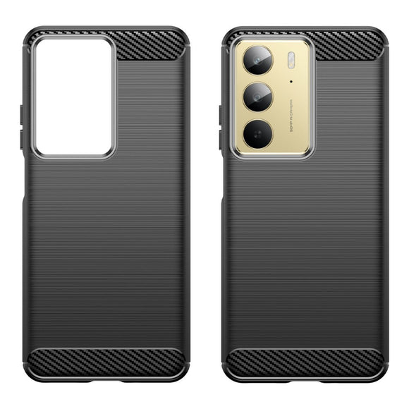EIDERWOOD Realme C75 Brushed Carbon Fiber Fleksibelt Plastik Cover - Sort