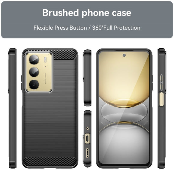 EIDERWOOD Realme C75 Brushed Carbon Fiber Fleksibelt Plastik Cover - Sort