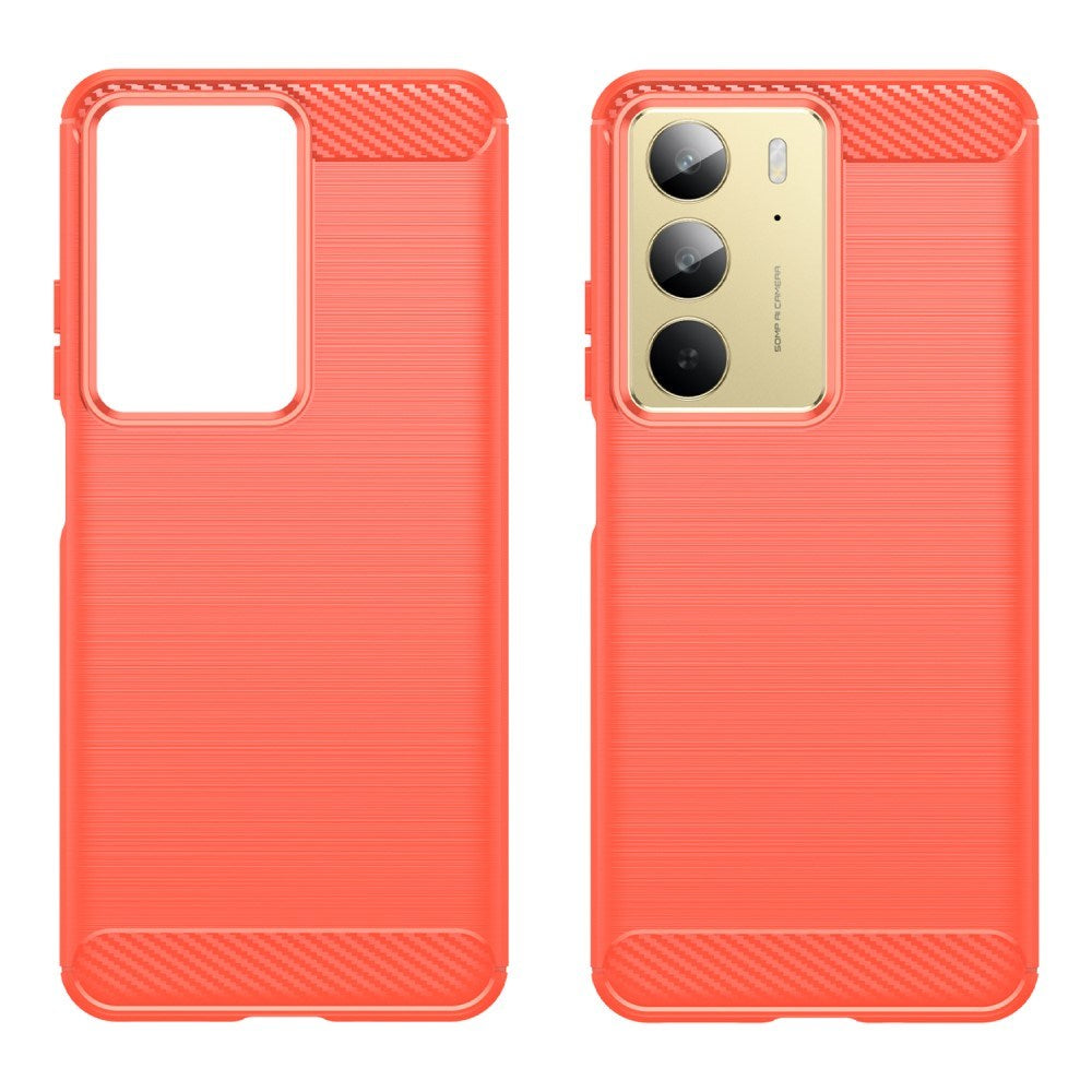 EIDERWOOD Realme C75 Brushed Carbon Fiber Fleksibelt Plastik Cover - Rød