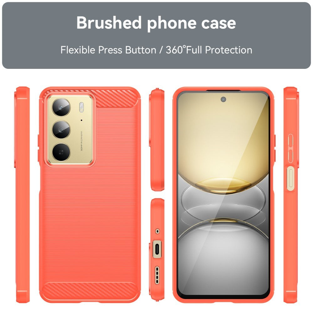 EIDERWOOD Realme C75 Brushed Carbon Fiber Fleksibelt Plastik Cover - Rød
