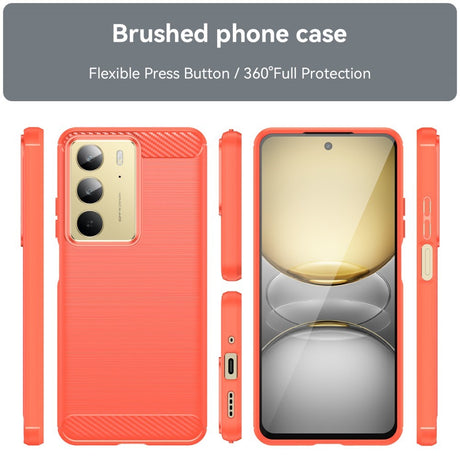 EIDERWOOD Realme C75 Brushed Carbon Fiber Fleksibelt Plastik Cover - Rød