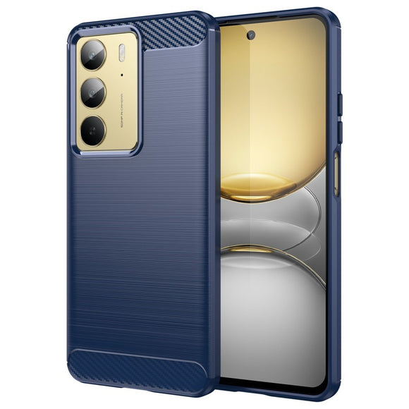 EIDERWOOD Realme C75 Brushed Carbon Fiber Fleksibelt Plastik Cover - Blå