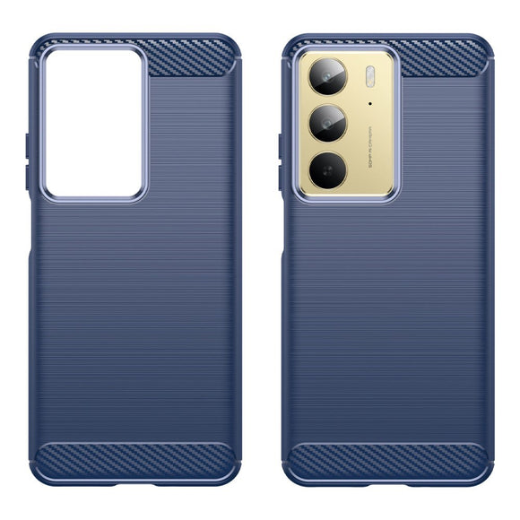 EIDERWOOD Realme C75 Brushed Carbon Fiber Fleksibelt Plastik Cover - Blå