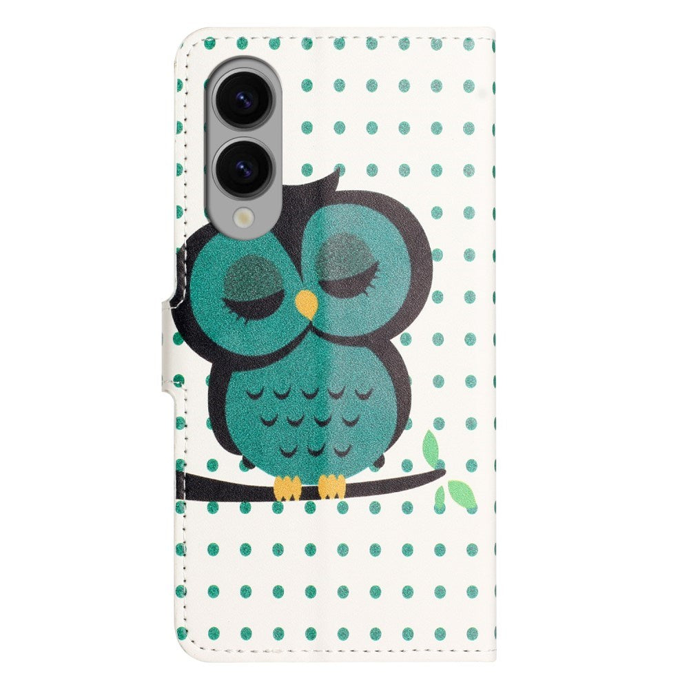 EIDERWOOD Samsung Galaxy S25 Edge Kunstlæder Cover m. Pung & Ståfunktion - Sovende Ugle