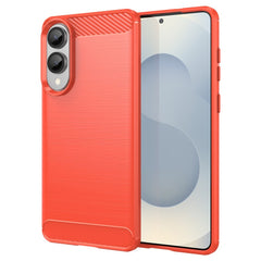 EIDERWOOD Samsung Galaxy S25 Edge Brushed Carbon Fiber Fleksibelt Plastik Cover - Rød