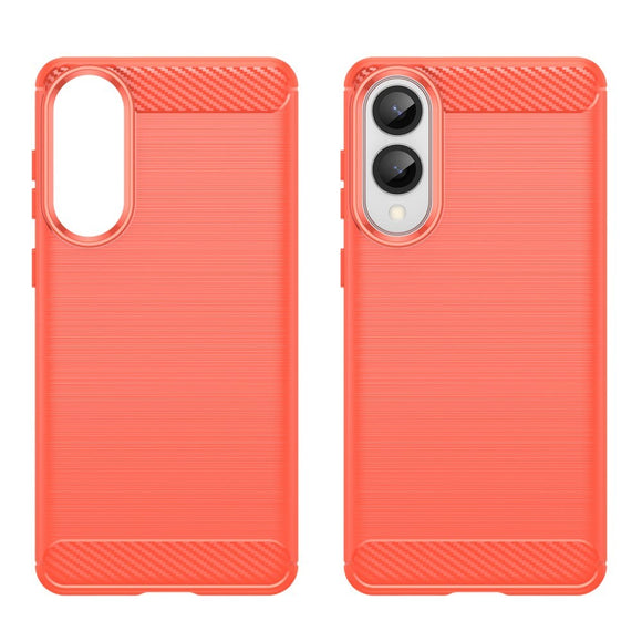 EIDERWOOD Samsung Galaxy S25 Edge Brushed Carbon Fiber Fleksibelt Plastik Cover - Rød