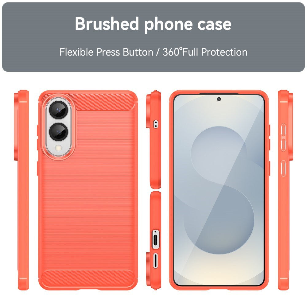 EIDERWOOD Samsung Galaxy S25 Edge Brushed Carbon Fiber Fleksibelt Plastik Cover - Rød