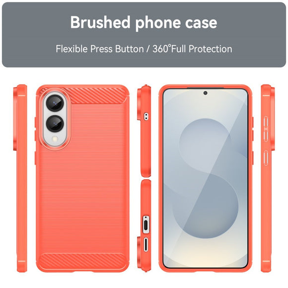 EIDERWOOD Samsung Galaxy S25 Edge Brushed Carbon Fiber Fleksibelt Plastik Cover - Rød