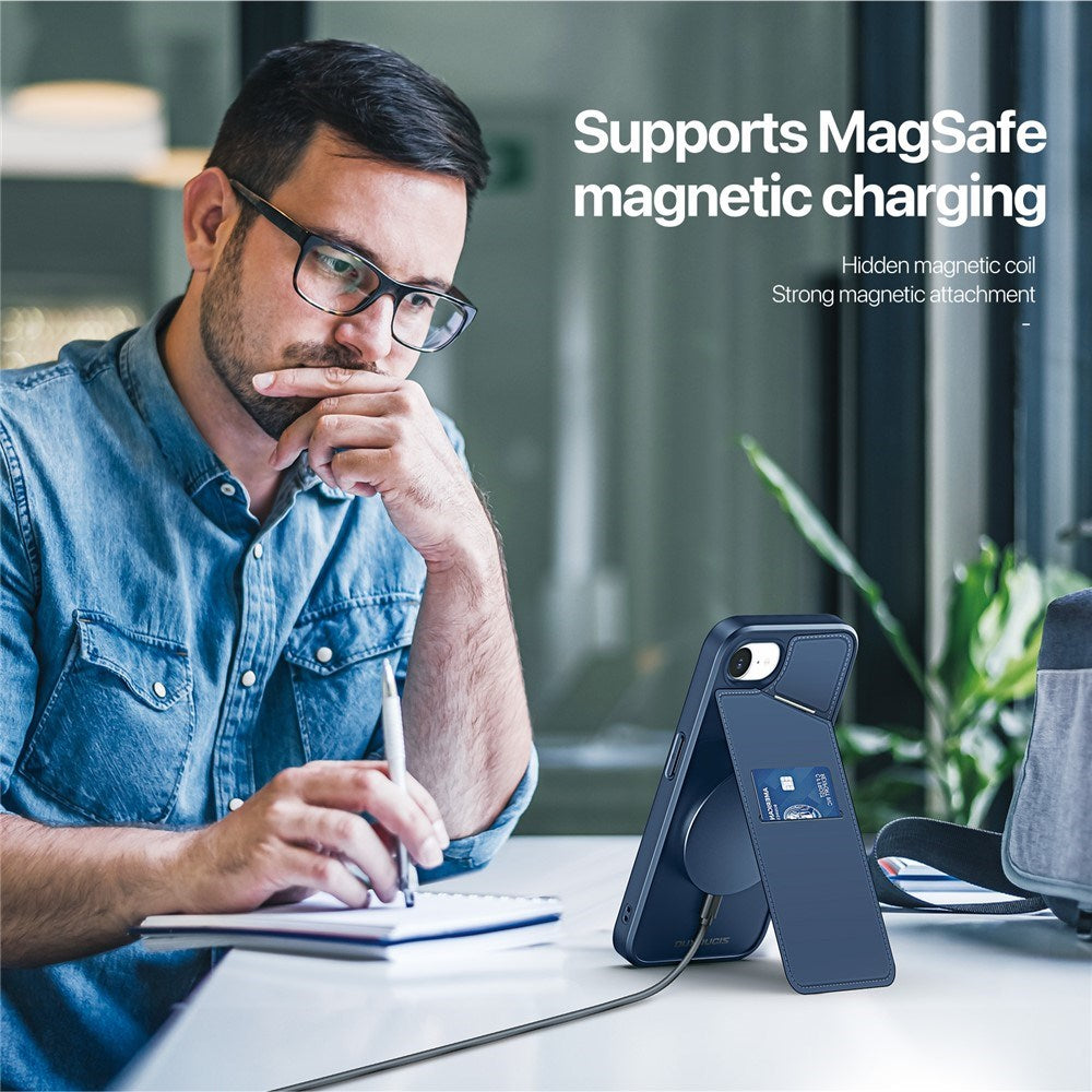 iPhone 17e / 16e DUX DUCIS Cover m. Kortholder & RFID-Sikring - MagSafe Kompatibel - Blå