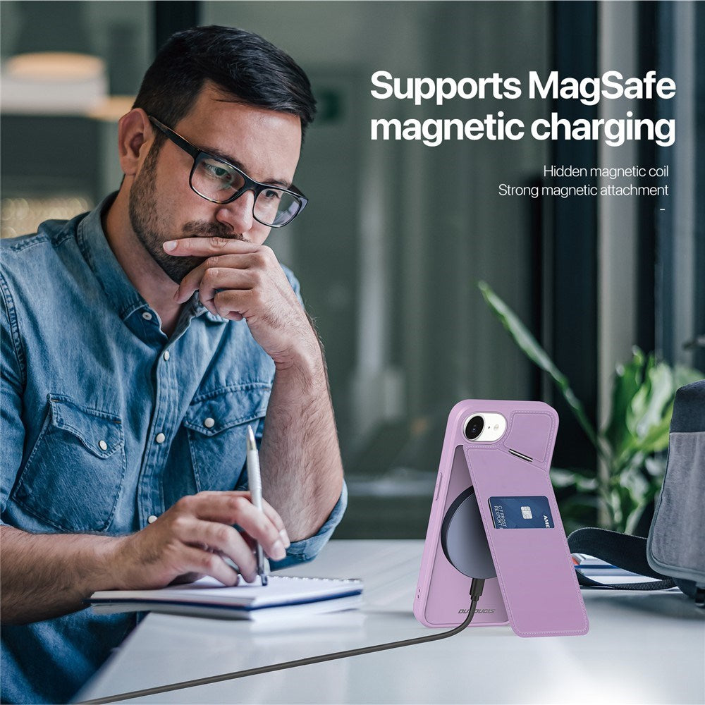 iPhone 17e / 16e DUX DUCIS Cover m. Kortholder & RFID-Sikring - MagSafe Kompatibel - Lilla