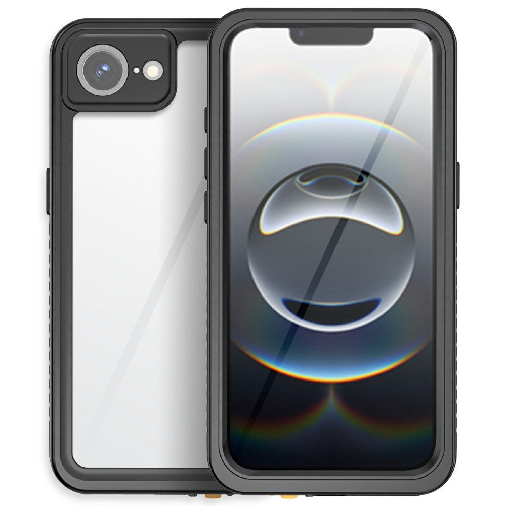 EIDERWOOD iPhone 17e / 16e - Vandtæt Hybrid Cover m. Indbygget Skærmbeskyttelsesfilm - Gennemsigtig / Sort