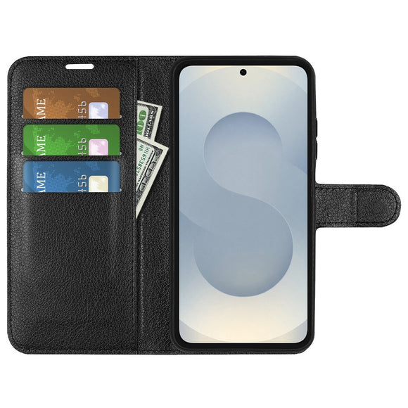 EIDERWOOD Samsung Galaxy S25 Edge Litchi Kunstlæder Flip Cover m. Pung - Sort