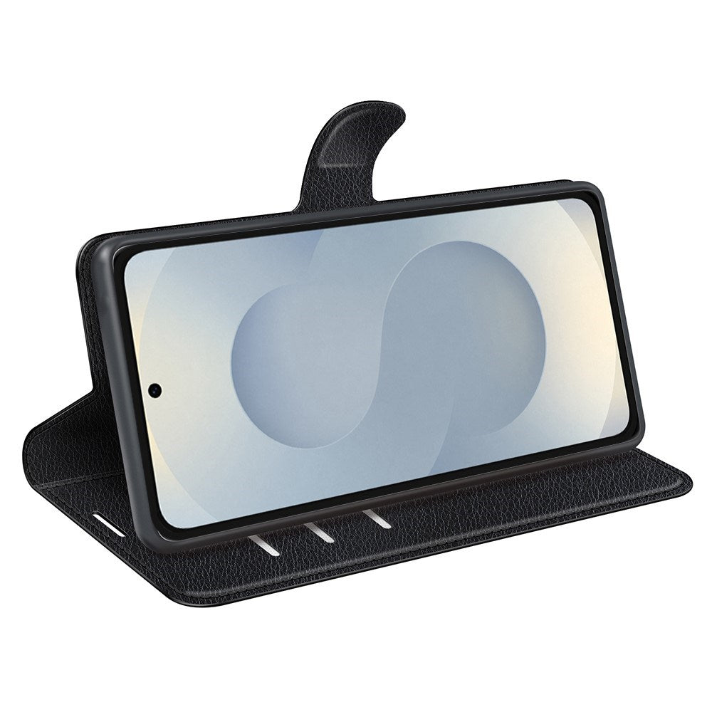 EIDERWOOD Samsung Galaxy S25 Edge Litchi Kunstlæder Flip Cover m. Pung - Sort