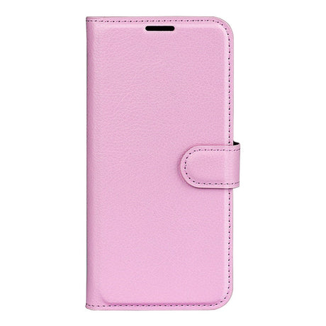 EIDERWOOD Samsung Galaxy S25 Edge Litchi Kunstlæder Flip Cover m. Pung - Lyserød