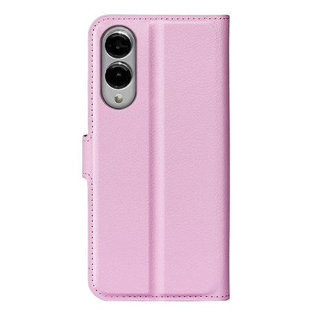 EIDERWOOD Samsung Galaxy S25 Edge Litchi Kunstlæder Flip Cover m. Pung - Lyserød