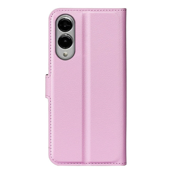 EIDERWOOD Samsung Galaxy S25 Edge Litchi Kunstlæder Flip Cover m. Pung - Lyserød