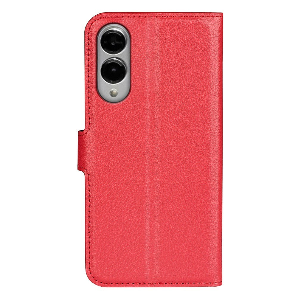 EIDERWOOD Samsung Galaxy S25 Edge Litchi Kunstlæder Flip Cover m. Pung - Rød
