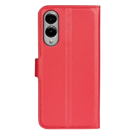 EIDERWOOD Samsung Galaxy S25 Edge Litchi Kunstlæder Flip Cover m. Pung - Rød