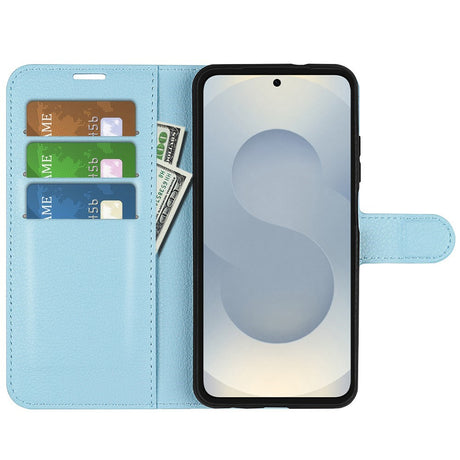 EIDERWOOD Samsung Galaxy S25 Edge Litchi Kunstlæder Flip Cover m. Pung - Blå