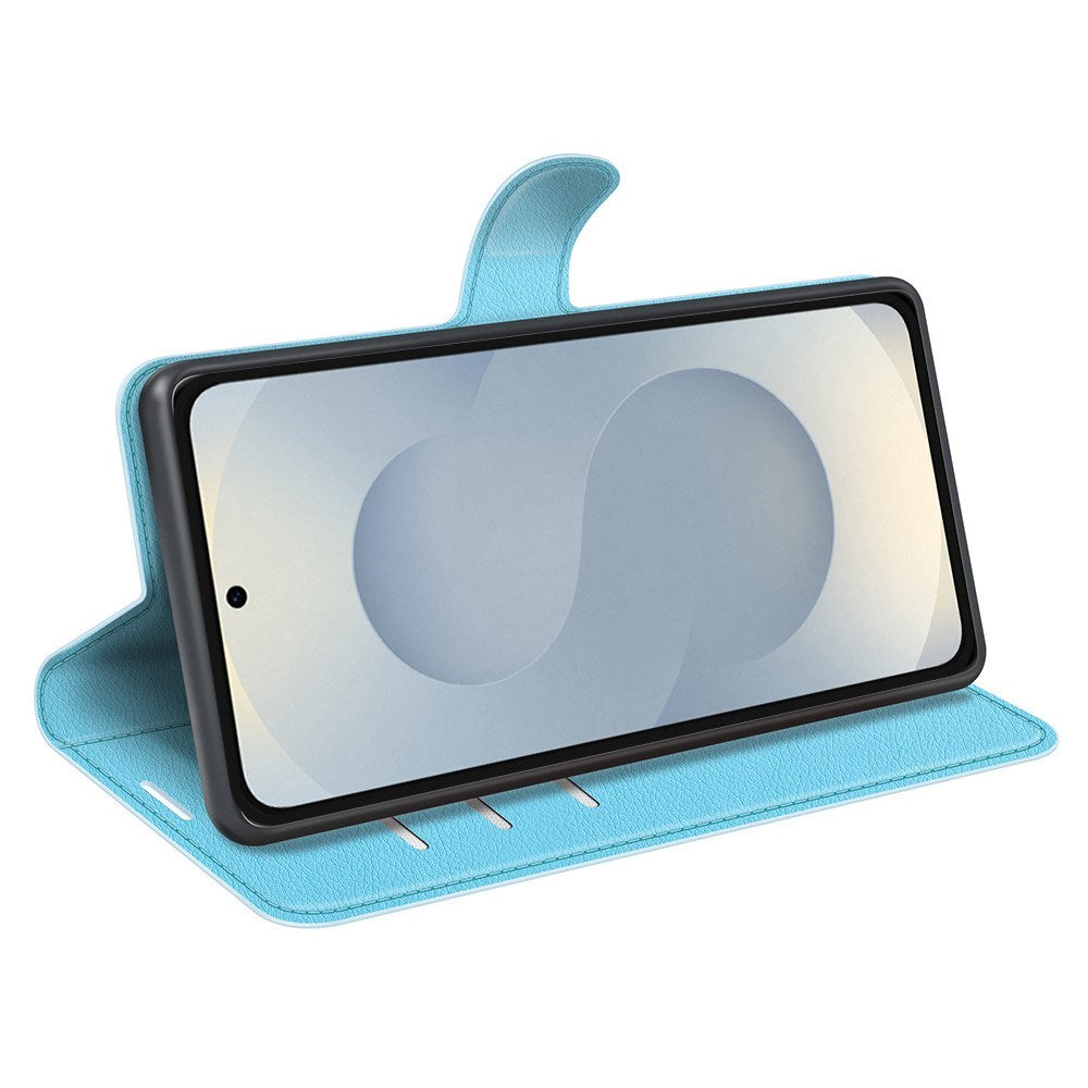 EIDERWOOD Samsung Galaxy S25 Edge Litchi Kunstlæder Flip Cover m. Pung - Blå