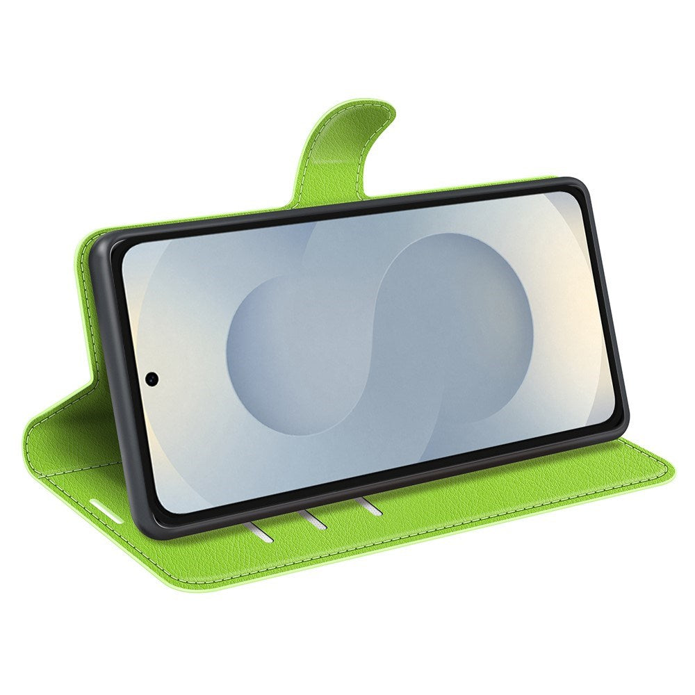 EIDERWOOD Samsung Galaxy S25 Edge Litchi Kunstlæder Flip Cover m. Pung - Grøn