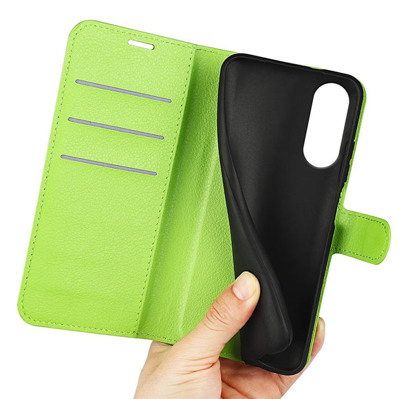 EIDERWOOD Samsung Galaxy S25 Edge Litchi Kunstlæder Flip Cover m. Pung - Grøn
