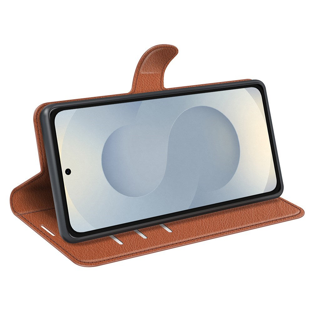 EIDERWOOD Samsung Galaxy S25 Edge Litchi Kunstlæder Flip Cover m. Pung - Brun