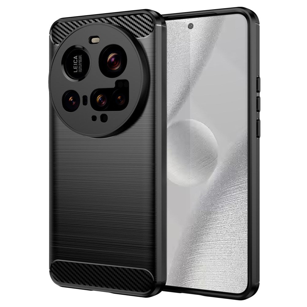 EIDERWOOD Xiaomi 15 Ultra Brushed Carbon Fiber Fleksibelt Plastik Cover - Sort