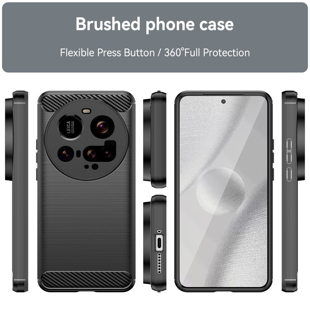 EIDERWOOD Xiaomi 15 Ultra Brushed Carbon Fiber Fleksibelt Plastik Cover - Sort