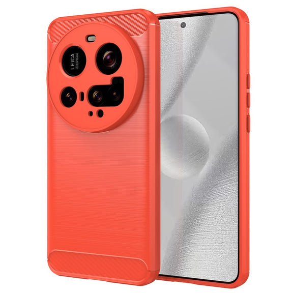 EIDERWOOD Xiaomi 15 Ultra Brushed Carbon Fiber Fleksibelt Plastik Cover - Rød