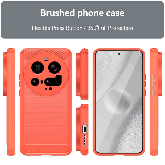 EIDERWOOD Xiaomi 15 Ultra Brushed Carbon Fiber Fleksibelt Plastik Cover - Rød
