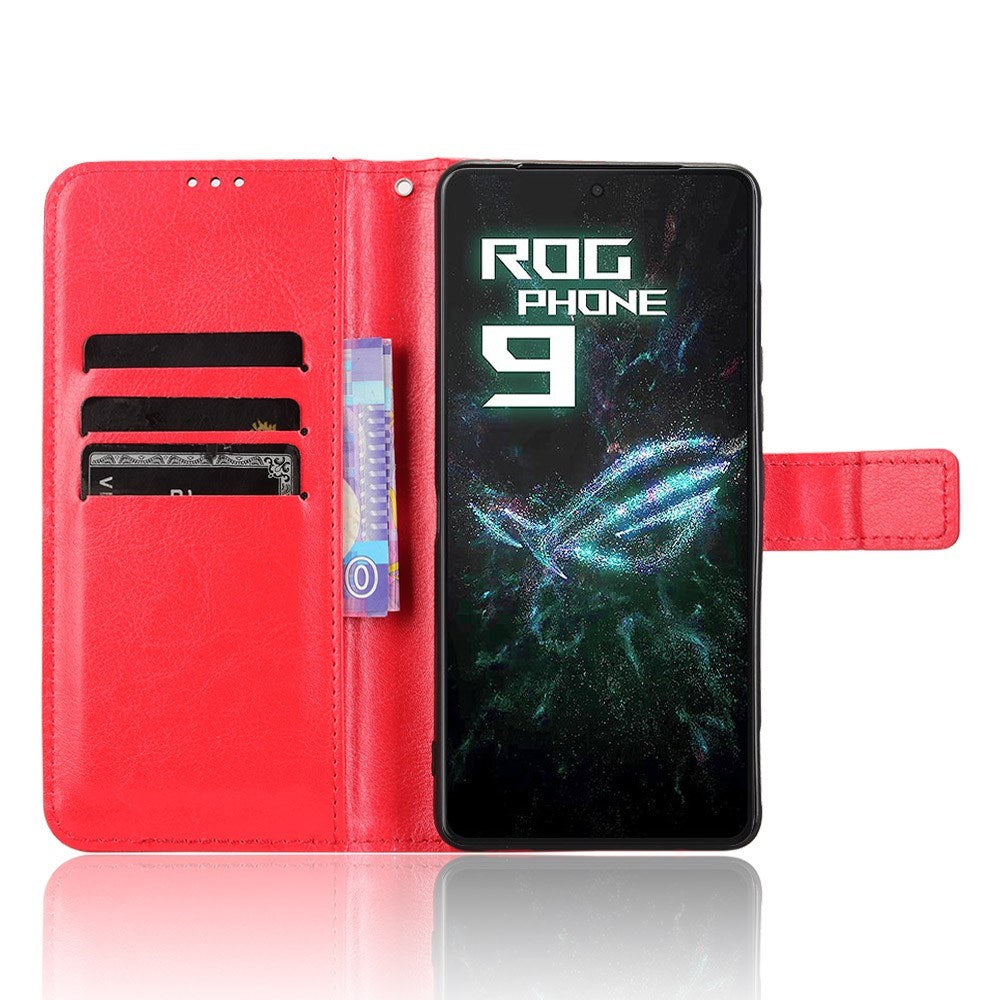 EIDERWOOD Asus ROG Phone 9 (5G) / 9 Pro (5G) Kunstlæder Flip Cover m. Kortholder & Ståfunktion - Rød