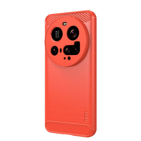 Mofi Xiaomi 15 Ultra Brushed Carbon Fiber Plast Cover - Rød