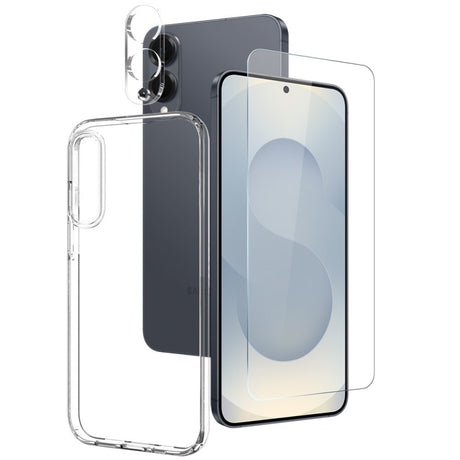 Samsung Galaxy S25 Edge 3-in-1 Beskyttelsessæt m. Cover - Skærmbeskyttelse - Kameralinsebeskyttelse - Gennemsigtig