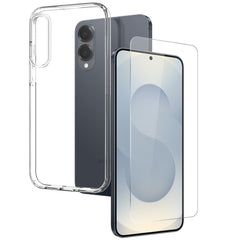 Samsung Galaxy S25 Edge 2-i-1 Fleksibelt Plast Cover og Hærdet Beskyttelsesglas - Gennemsigtig