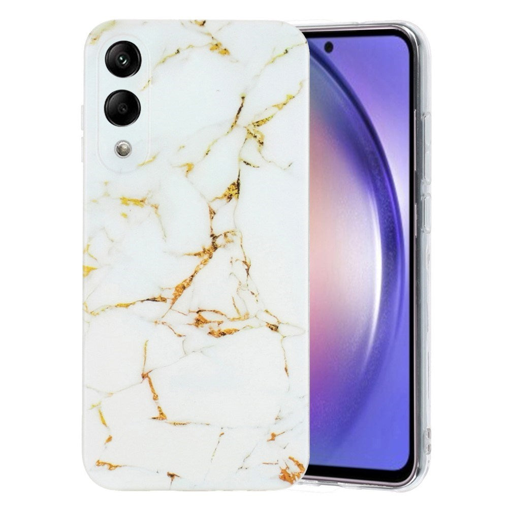 EIDERWOOD Samsung Galaxy S25 Edge Fleksibelt Plastik Cover m. Marmormønster - Hvid