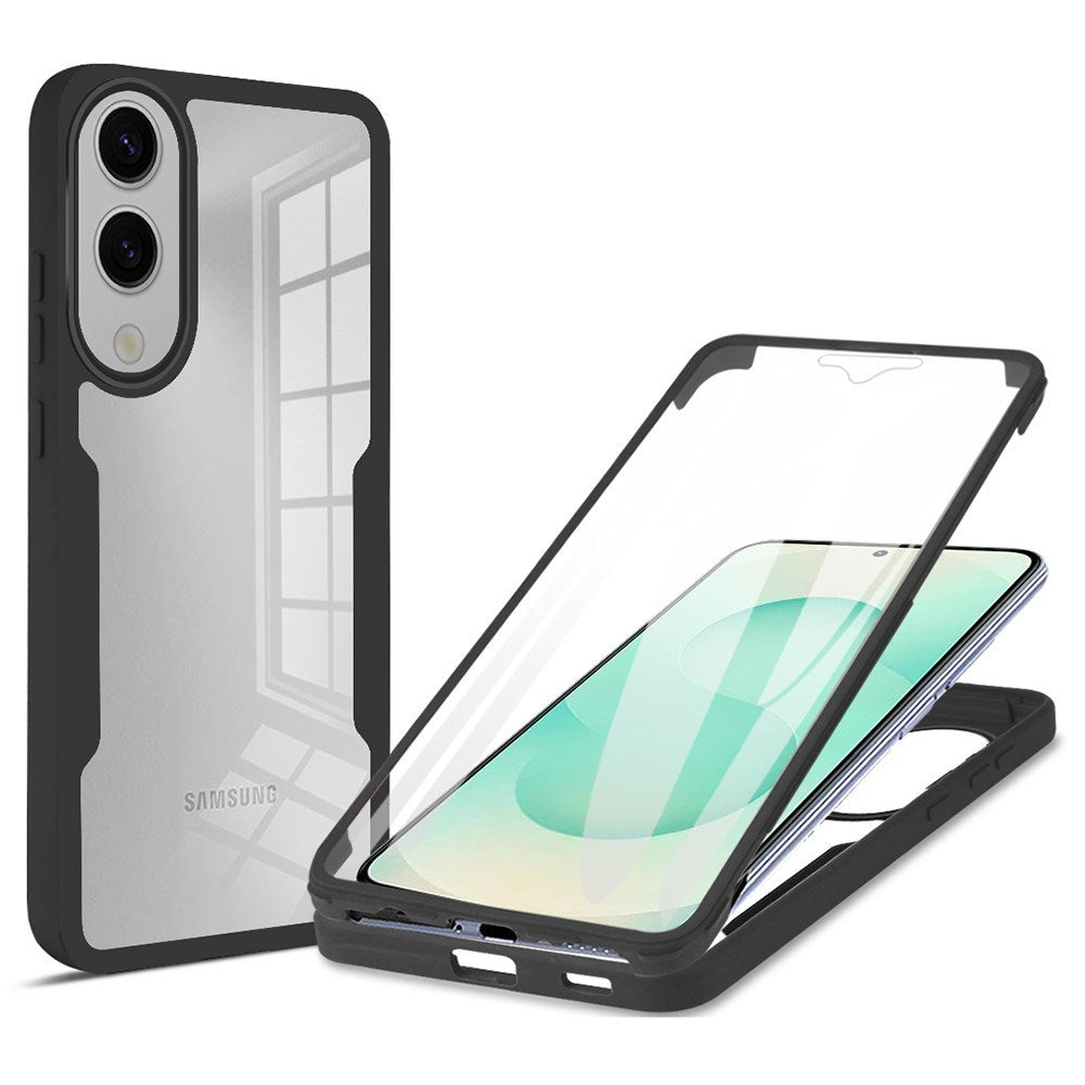 EIDERWOOD Samsung Galaxy S25 Edge Cover med Fuldt Beskyttelse og Beskyttelsesfilm - Gennemsigtig / Sort Kant