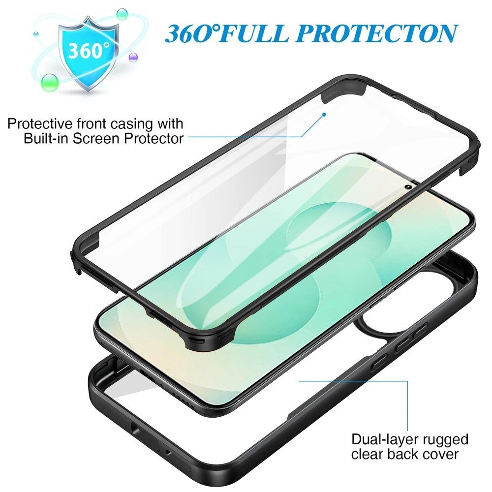 EIDERWOOD Samsung Galaxy S25 Edge Cover med Fuldt Beskyttelse og Beskyttelsesfilm - Gennemsigtig / Lilla Kant