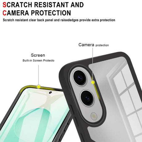 EIDERWOOD Samsung Galaxy S25 Edge Cover med Fuldt Beskyttelse og Beskyttelsesfilm - Gennemsigtig / Lilla Kant