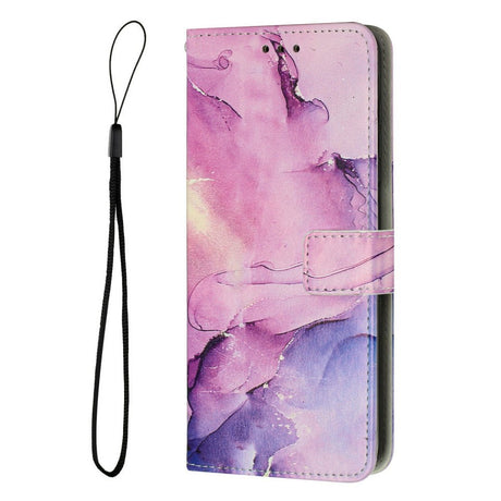 EIDERWOOD Samsung Galaxy S25 Edge Marmormønstret Kunstlæder Flip Cover m. Strop - Lilla