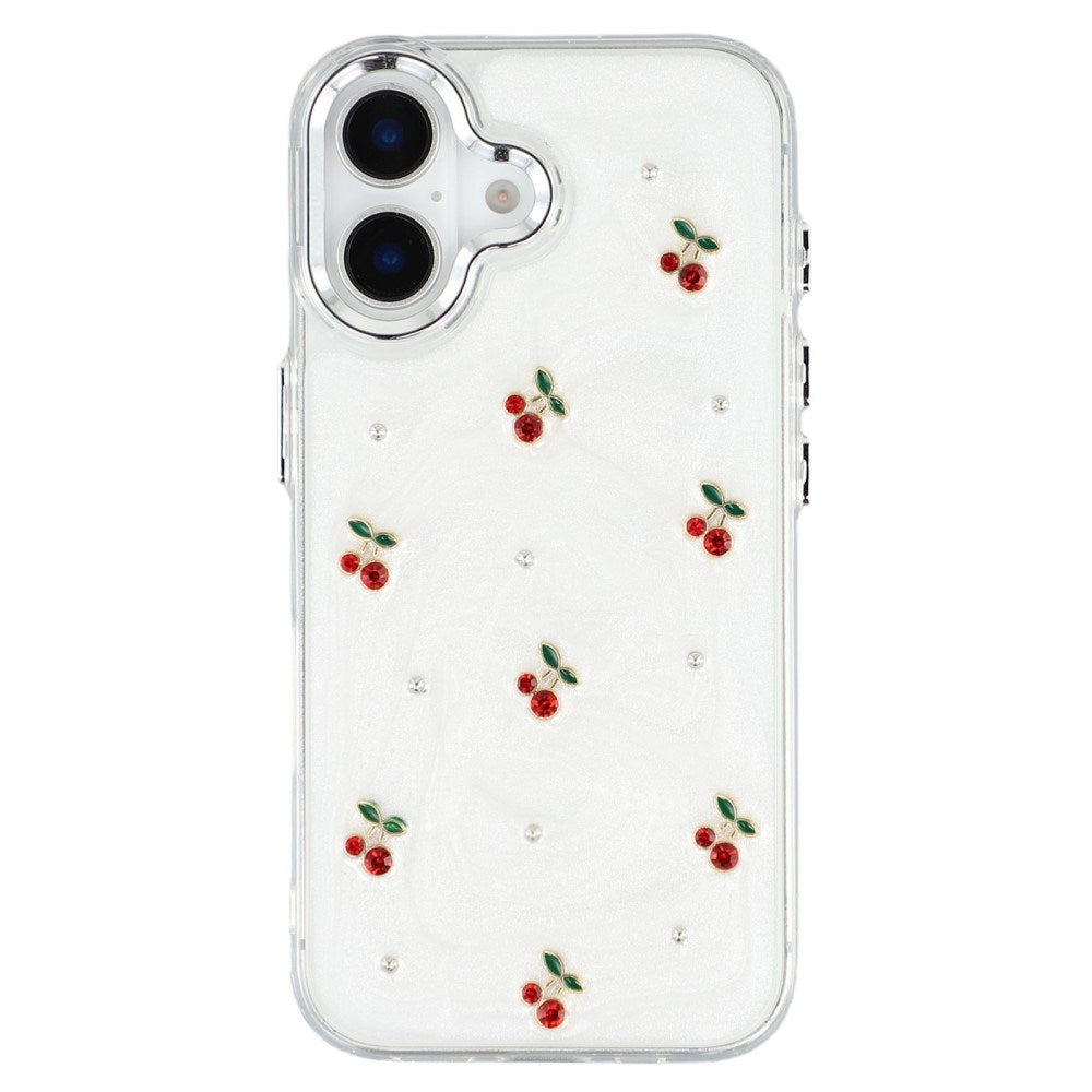 EIDERWOOD iPhone 16 Hybrid Cover m. 3D Kirsebær - Sølv